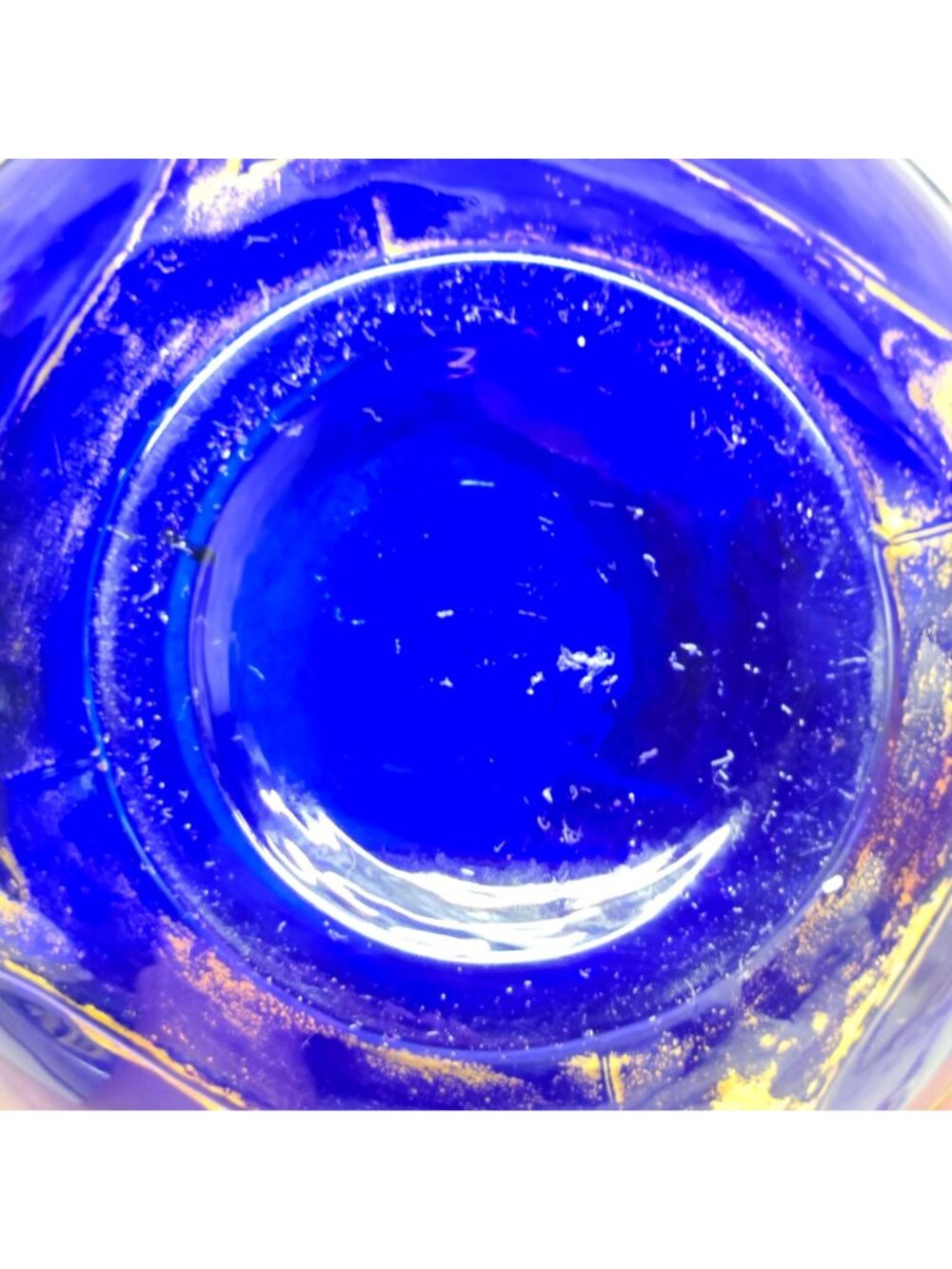 Vintage Cobalt Blue bohemian glass perfume bottle Hand-Painted Gold Floral - Picture 16 of 16